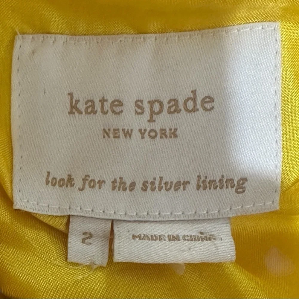 Kate Spade New York Hilary Yellow White Quatrefoil Sweetheart Dress Size 2